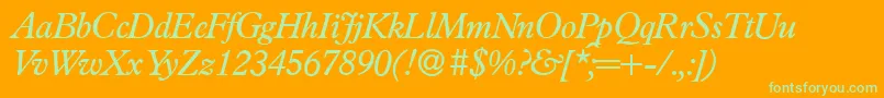 P761RomanItalic-Schriftart – Grüne Schriften auf orangefarbenem Hintergrund