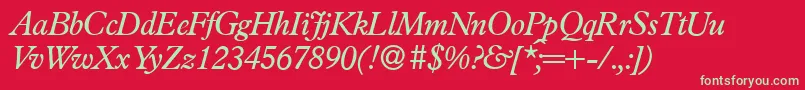 P761RomanItalic-fontti – vihreät fontit punaisella taustalla