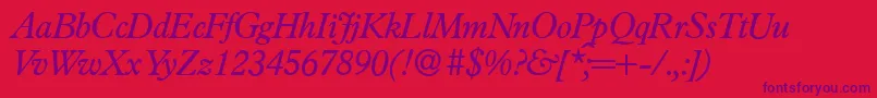 P761RomanItalic Font – Purple Fonts on Red Background