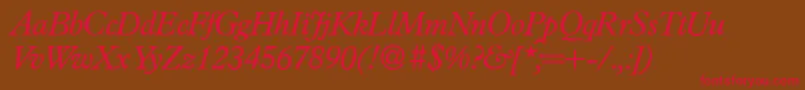 P761RomanItalic Font – Red Fonts on Brown Background