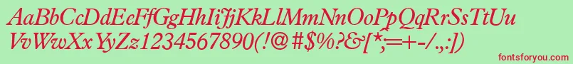 P761RomanItalic-Schriftart – Rote Schriften auf grünem Hintergrund