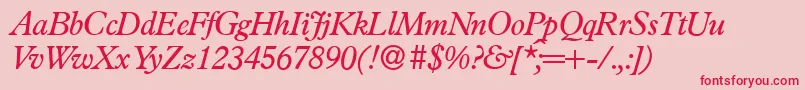 P761RomanItalic Font – Red Fonts on Pink Background