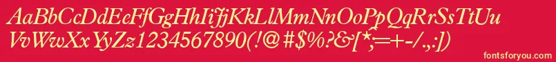P761RomanItalic Font – Yellow Fonts on Red Background