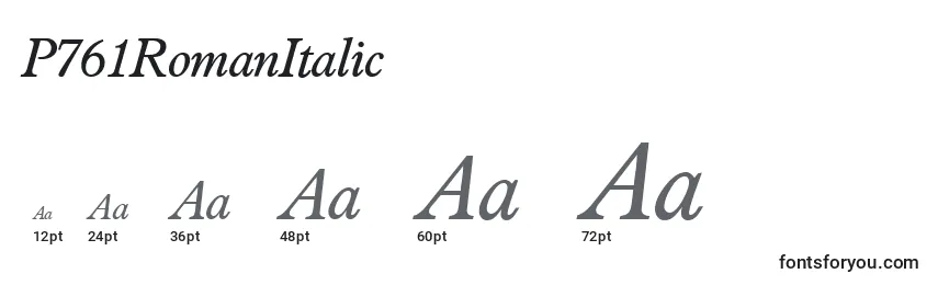 P761RomanItalic Font Sizes