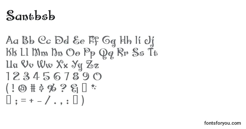 A fonte Santbsb – alfabeto, números, caracteres especiais