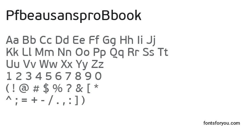 Шрифт PfbeausansproBbook – алфавит, цифры, специальные символы
