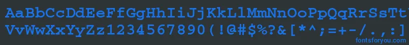 Fonte CouriercttBold – fontes azuis em um fundo preto
