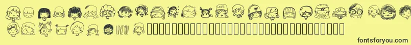 Fonte Pixopopkawaiigirls – fontes pretas em um fundo amarelo