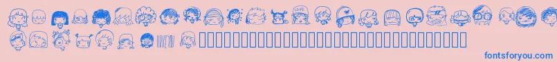 Pixopopkawaiigirls-fontti – siniset fontit vaaleanpunaisella taustalla