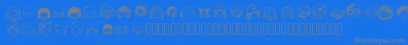 フォントPixopopkawaiigirls – 青い背景に灰色の文字