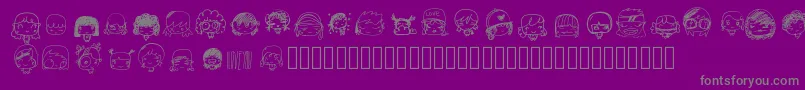 Fonte Pixopopkawaiigirls – fontes cinzas em um fundo violeta