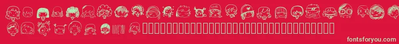 Pixopopkawaiigirls Font – Green Fonts on Red Background