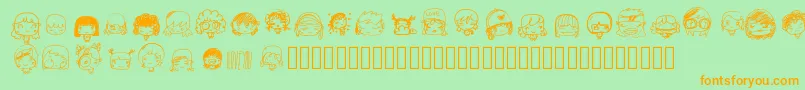 Pixopopkawaiigirls Font – Orange Fonts on Green Background