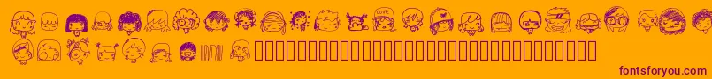 fuente Pixopopkawaiigirls – Fuentes Moradas Sobre Fondo Naranja