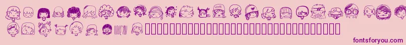 Fonte Pixopopkawaiigirls – fontes roxas em um fundo rosa