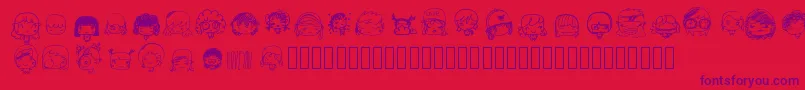 Czcionka Pixopopkawaiigirls – fioletowe czcionki na czerwonym tle
