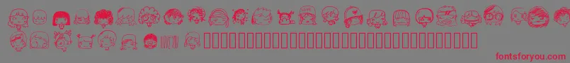 Fonte Pixopopkawaiigirls – fontes vermelhas em um fundo cinza