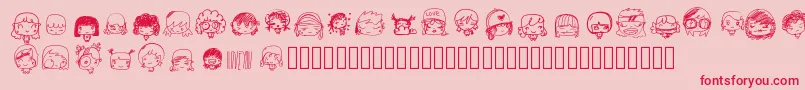 Czcionka Pixopopkawaiigirls – czerwone czcionki na różowym tle