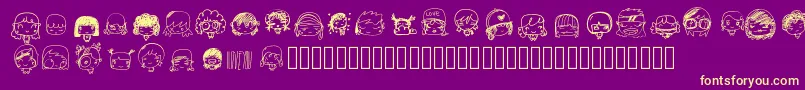 Fonte Pixopopkawaiigirls – fontes amarelas em um fundo roxo