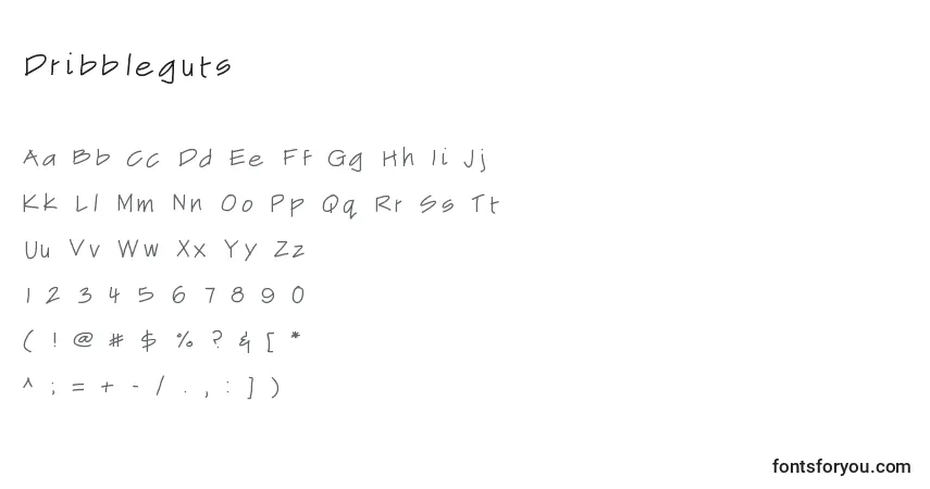 Шрифт Dribbleguts – алфавит, цифры, специальные символы