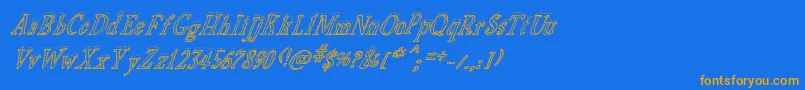 フォントBiscuitMadeItalic – オレンジ色の文字が青い背景にあります。