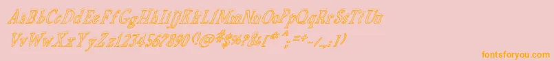 BiscuitMadeItalic-Schriftart – Orangefarbene Schriften auf rosa Hintergrund