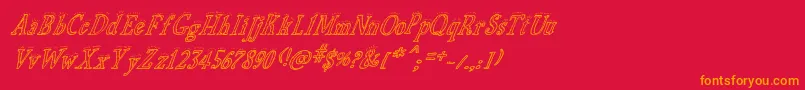 フォントBiscuitMadeItalic – 赤い背景にオレンジの文字