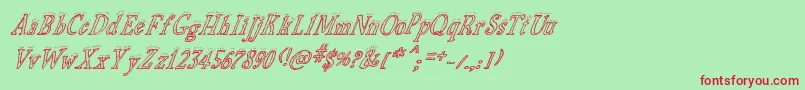 Fonte BiscuitMadeItalic – fontes vermelhas em um fundo verde