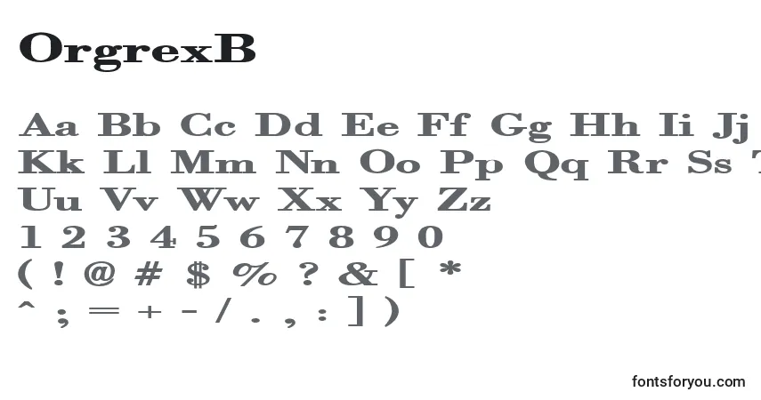 Schriftart OrgrexB – Alphabet, Zahlen, spezielle Symbole