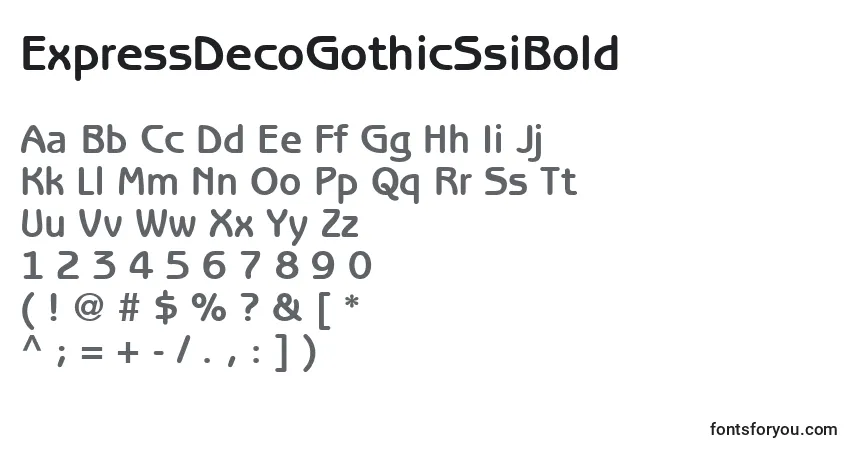 Шрифт ExpressDecoGothicSsiBold – алфавит, цифры, специальные символы