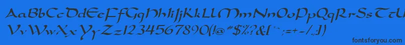 DorovarflfItalic-Schriftart – Schwarze Schriften auf blauem Hintergrund
