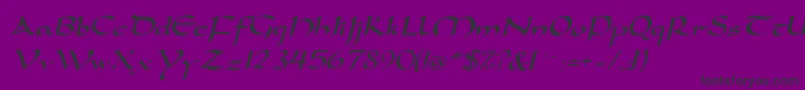 DorovarflfItalic-fontti – mustat fontit violetilla taustalla