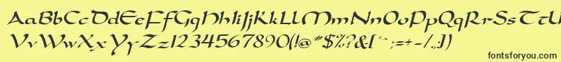 DorovarflfItalic-Schriftart – Schwarze Schriften auf gelbem Hintergrund