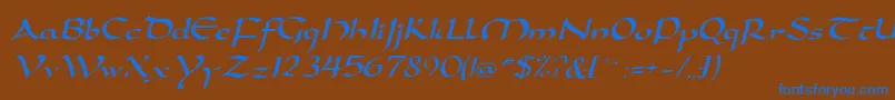 DorovarflfItalic Font – Blue Fonts on Brown Background