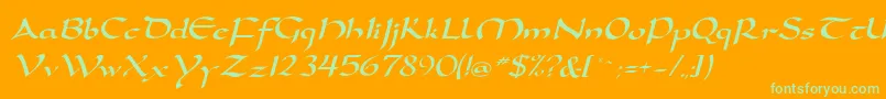 DorovarflfItalic Font – Green Fonts on Orange Background