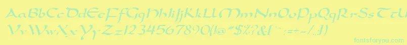 DorovarflfItalic-Schriftart – Grüne Schriften auf gelbem Hintergrund