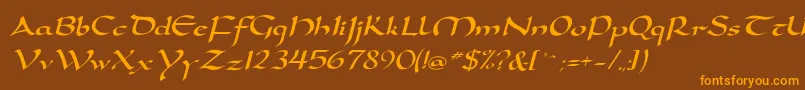 DorovarflfItalic-Schriftart – Orangefarbene Schriften auf braunem Hintergrund