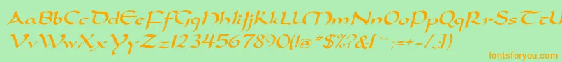 DorovarflfItalic Font – Orange Fonts on Green Background