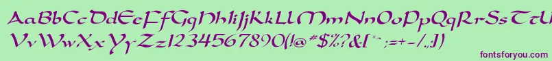 DorovarflfItalic Font – Purple Fonts on Green Background