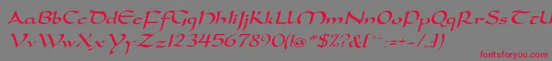 フォントDorovarflfItalic – 赤い文字の灰色の背景