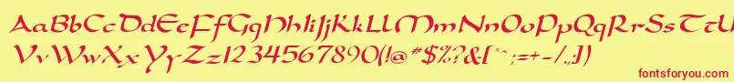 DorovarflfItalic Font – Red Fonts on Yellow Background