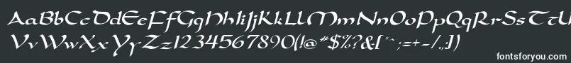 DorovarflfItalic-fontti – valkoiset fontit mustalla taustalla