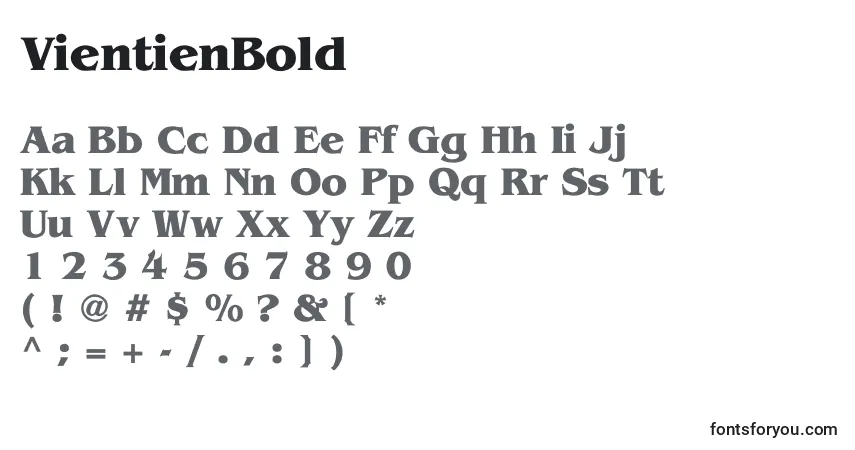 A fonte VientienBold – alfabeto, números, caracteres especiais