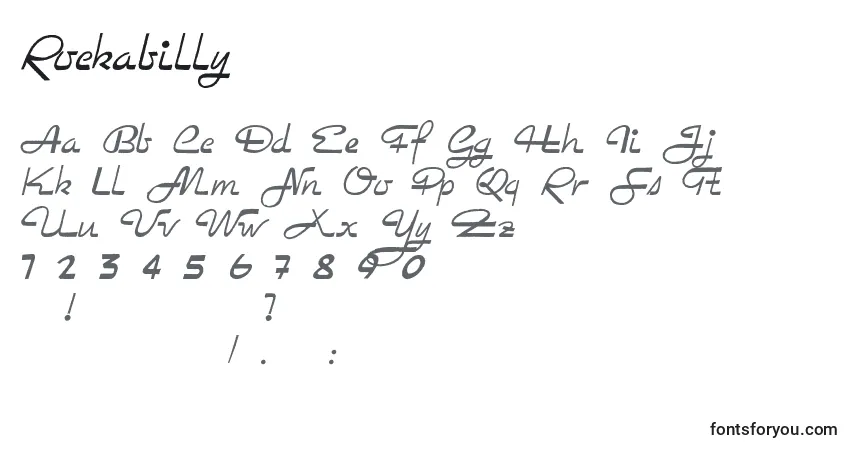 Rockabilly (104997)フォント–アルファベット、数字、特殊文字