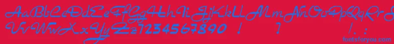 Fonte Rockabilly – fontes azuis em um fundo vermelho