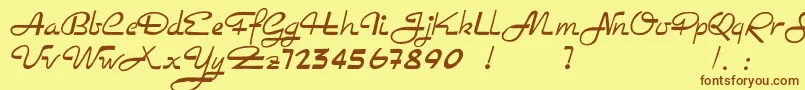 フォントRockabilly – 茶色の文字が黄色の背景にあります。