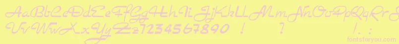 Rockabilly-fontti – vaaleanpunaiset fontit keltaisella taustalla