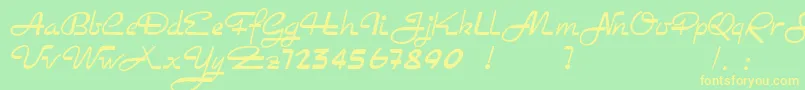Rockabilly-fontti – keltaiset fontit vihreällä taustalla