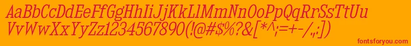 KingsbridgeScLtIt-Schriftart – Rote Schriften auf orangefarbenem Hintergrund