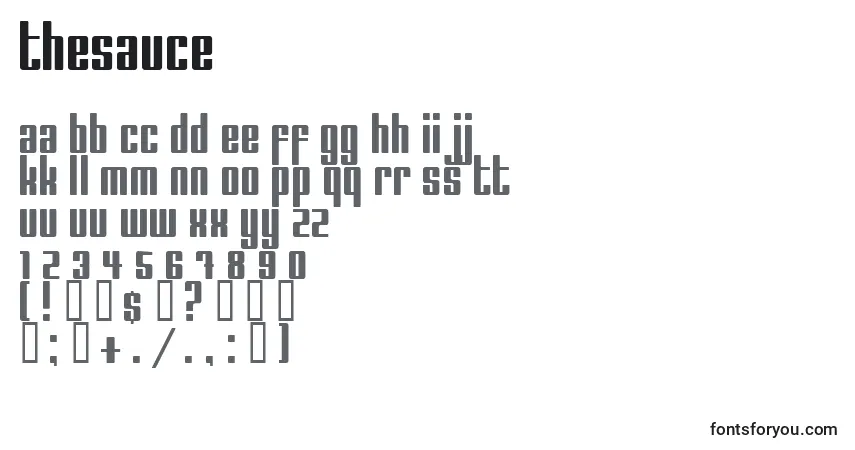 characters of thesauce font, letter of thesauce font, alphabet of  thesauce font